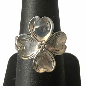 Dogwood adjustable flower vtg sterling silver ring
